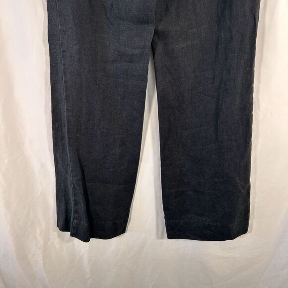 LOFT 100% Linen Pants Women's 2 Solid Black Low Rise Zip Hook Eye Lightweight - Picture 7 of 9
